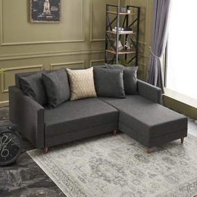 Γωνιακός καναπές - κρεβάτι Aydam Megapap δεξιά γωνία υφασμάτινος με αποθηκευτικό χώρο χρώμα ανθρακί 215x150x80εκ. - Ύφασμα - PRGP043-0023,1