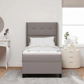 vidaXL LED Κρεβάτι με βάθρο με στρώμα Taupe 90 x 200 cm ύφασμα