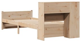 vidaXL Κρεβάτι Βιβλιοθήκη Χωρίς Στρώμα 100x200 εκ Μασίφ Ξύλο Πεύκου
