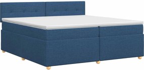 vidaXL Κρεβάτι box spring με στρώμα Μπλε 200 x 200 cm Ύφασμα