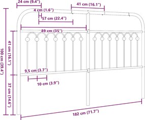 vidaXL Ανταλλακτικό κεφαλάρι Λευκό 180 εκ. Μεταλλικό