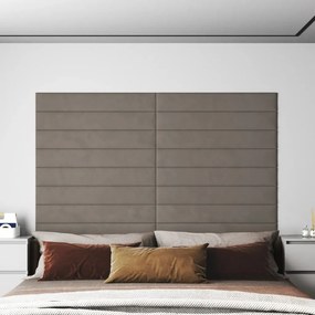 vidaXL Πάνελ Τοίχου 12 τεμ. Ανοιχτό Γκρι 90 x 15 εκ. 1,62 μ² Βελούδινα