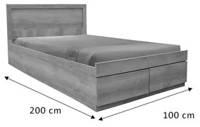 Κρεβάτι μονό Nalos pakoworld με συρτάρι castillo-oak 100x200εκ