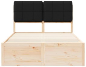 vidaXL Σκελετός Κρεβατιού με Επενδεδυμένο Κεφαλάρι Μαύρο 120 x 200 cm