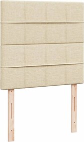 vidaXL Κρεβάτι Boxspring με Στρώμα Κρεμ 90x200 εκ.Υφασμάτινο