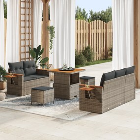 vidaXL Σετ Καναπέ Κήπου με μαξιλάρι 8 pcs Γκρι 80 x 80 x 71 cm