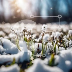 Intra Συλλεκτικό Ξύλινο Παζλ Plywood 4mm - Χιονισμένο χωράφι με γρασίδι και λουλούδια Σε Ξύλινο Κουτί - Διαστάσεις: 10x10 cm – 25 κομμάτια