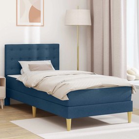 vidaXL Σκελετός κρεβατιού με στρώμα Μπλε 100 x 200 cm Ύφασμα