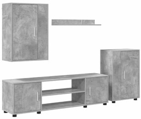 vidaXL Σετ 4 τεμαχίων για ντουλάπα τηλεόρασης 4 pcs Γκρι σκυροδέματος