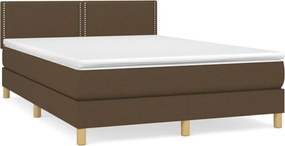 vidaXL Κρεβάτι Boxspring με Στρώμα Σκούρο Καφέ 140x200 εκ Υφασμάτινο