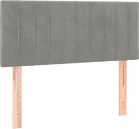 vidaXL Κρεβάτι Boxspring με Στρώμα &amp; LED Αν.Γκρι 100x200 εκ. Βελούδινο