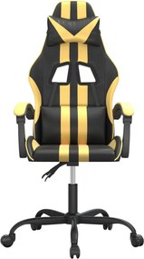vidaXL Καρέκλα Gaming Μαύρο/Χρυσό από Συνθετικό Δέρμα