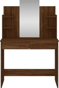 vidaXL Μπουντουάρ με Καθρέφτη Καφέ Δρυς 96 x 39 x 142 εκ.