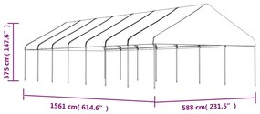 vidaXL Κιόσκι με Τέντα Λευκό 15,61 x 5,88 x 3,75 μ. από Πολυαιθυλένιο