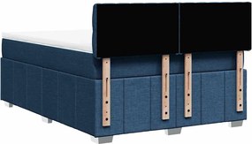 vidaXL Κρεβάτι Boxspring με Στρώμα Μπλε 140x190 εκ. Υφασμάτινο