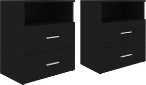 vidaXL Κομοδίνα 2 τεμ. Μαύρα 50 x 32 x 60 εκ.