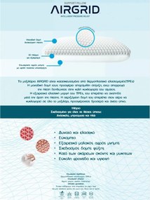 Μαξιλάρι Ύπνου Μέτριo (40x60) Palamaiki Air Grid Memory Foam
