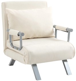 HOMCOM Πολυθρόνα Relax, πολυθρόνα, κρεβάτι επισκέπτη, 65 cm x 69 cm x 80 cm, Κρεμ λευκό