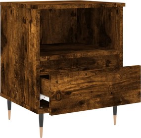 vidaXL Κομοδίνα 2 τεμ. Καπνιστή Δρυς 40 x 35 x 50 εκ. Επεξεργ. Ξύλο