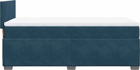 vidaXL Κρεβάτι Boxspring με Στρώμα Μπλε 100x200 εκ. Βελούδινο