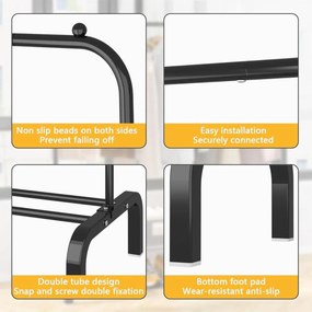 Διπλή Μεταλλική Κρεμάστρα Δαπέδου 110x55x150cm με 1 Ράφι - Μαύρο