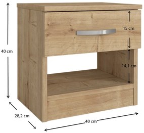 Κομοδίνο Lube Megapap χρώμα sapphire oak 40x28,2x40εκ.