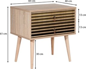 Κομοδίνο Soho Megapap χρώμα sonoma 60x40x61εκ.
