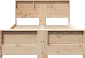 vidaXL Σκελετός Κρεβατιού με ράφι Καφέ 135 x 190 cm Στερεό πεύκο