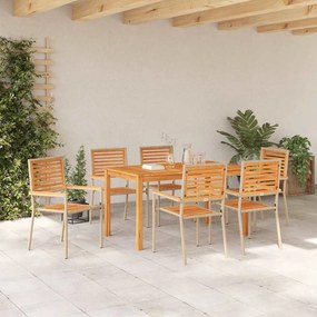 vidaXL Σέτ φαγητού για κήπο 7 pcs Μπεζ Πολυ ράταν