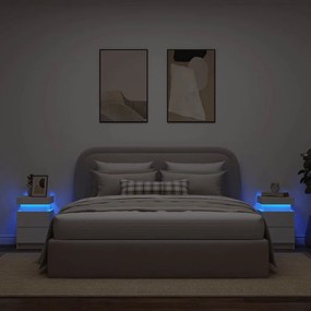 vidaXL Κομοδίνα με Φώτα LED 2 Τεμ. Λευκά 35 x 39 x 55 εκ.