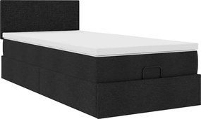 vidaXL Οθωμανικό κρεβάτι με στρώμα Μαύρο 90x190cm Ύφασμα