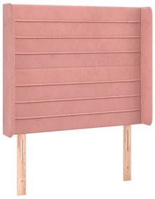 vidaXL Κρεβάτι Boxspring με Στρώμα &amp; LED Ροζ 90x190 εκ. Βελούδινο