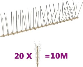 vidaXL Απωθητικές Ακίδες Περιστεριών 4 Σειρών Σετ των 20 10 μ Πλαστικ.