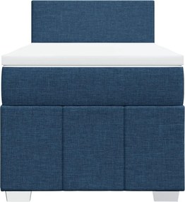 vidaXL Κρεβάτι Boxspring με Στρώμα Μπλε 100 x 200 εκ. Υφασμάτινο