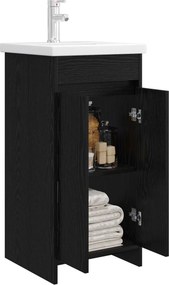 vidaXL Καθρέφτης μπάνιου με νιπτήρα Μαύρη Δρυς 42 x 40 x 84,5 εκ
