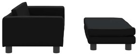 vidaXL Καναπές Παιδικός με Υποπόδιο Μαύρος 100x50x30 εκ. Συνθ. Δέρμα