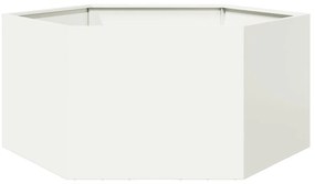 vidaXL Ζαρντινιέρα Κήπου Εξάγωνη Λευκή 104x90x45 εκ. Ατσάλι