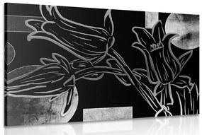 Εικόνα έθνο λουλούδια σε μαύρο & άσπρο - 60x40
