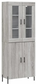 vidaXL Ντουλάπι Γκρι Sonoma 69,5 x 34 x 180 εκ. Επεξεργασμένο Ξύλο