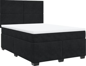 vidaXL Κρεβάτι Boxspring με Στρώμα Μαύρο 140x190 εκ. Βελούδινο