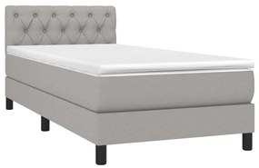 Κρεβάτι Boxspring με Στρώμα &amp; LED Αν.Γκρι 80x200 εκ. Υφασμάτινο - Γκρι