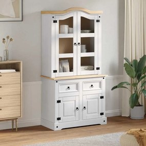 vidaXL Πλαϊνό γραφείο με συρτάρι Corona Λευκό 100 x 48,5 x 179 εκ.