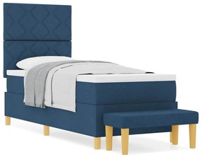 vidaXL Κρεβάτι με ελατήρια με στρώμα Μπλε 80 x 200 cm ύφασμα