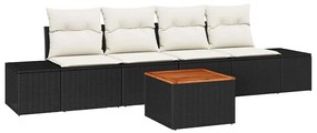 vidaXL Σετ Καναπέ Κήπου με μαξιλάρι 5 pcs Μαύρο συνθετικό ρατάν