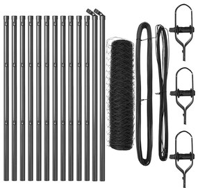 vidaXL Hexagon Φράχτης Γκρι 0,8 x 25 μ Ατσάλι