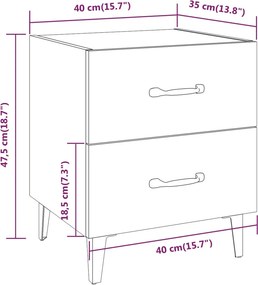 vidaXL Κομοδίνο Λευκό 40 x 35 x 47,5 εκ.