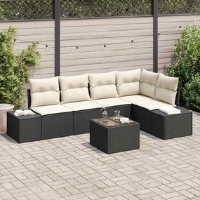 vidaXL Σετ Καναπέ Κήπου 6 pcs Καφέ, Κρέμα Πολυ rattan, βαμμένο ατσάλι
