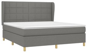 Κρεβάτι Boxspring με Στρώμα Σκούρο Γκρι 160x200 εκ Υφασμάτινο - Γκρι