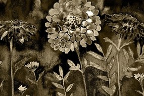 Εικόνα όμορφα λουλούδια σε σχέδιο σέπια