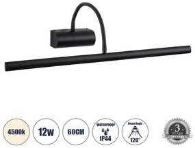 Απλίκα Καθρέπτη Μπάνιου-Πίνακα LED 12W 1400lm TROIS Globostar-60436-Μαύρο 60436